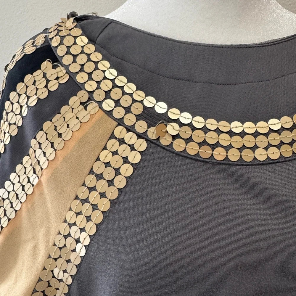 See by Chloé Gray Mini Dress with Sequined Stripes - Picture 8 of 9